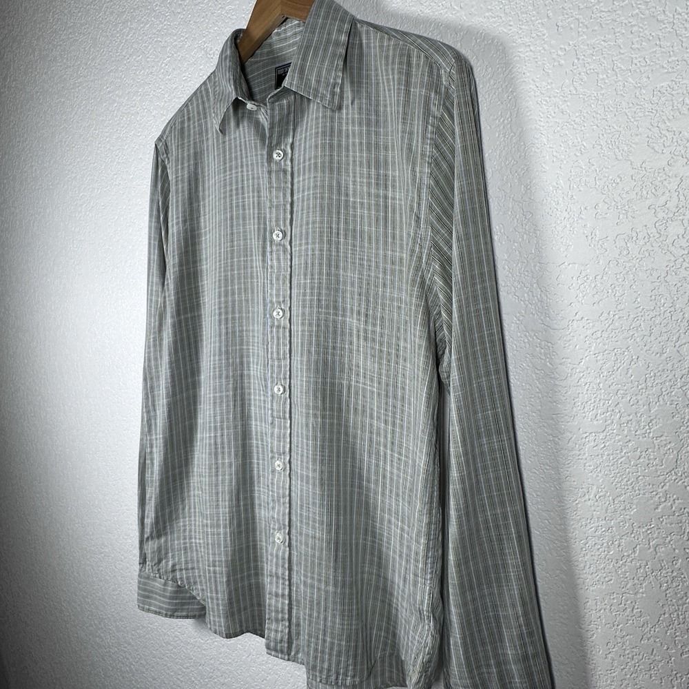 Todd Snyder Men's Beige Blue Striped Long Sleeve Button Down Cotton Casual Med